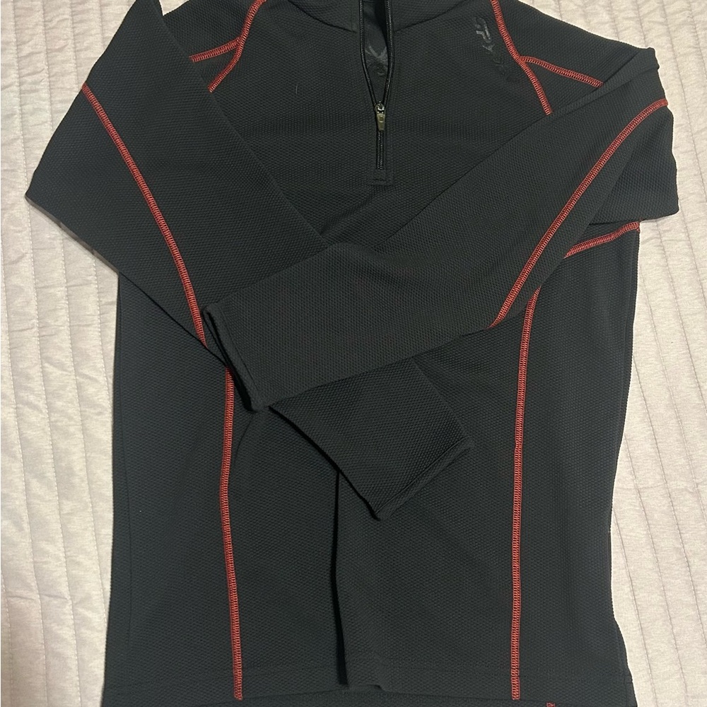 Spyder Black and Red Zip Pullover